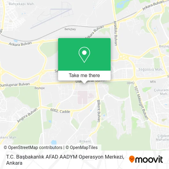 T.C. Başbakanlık AFAD AADYM Operasyon Merkezi map