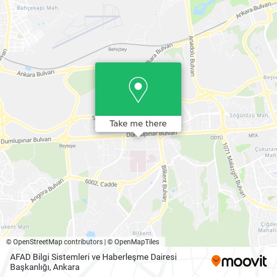 AFAD Bilgi Sistemleri ve Haberleşme Dairesi Başkanlığı map