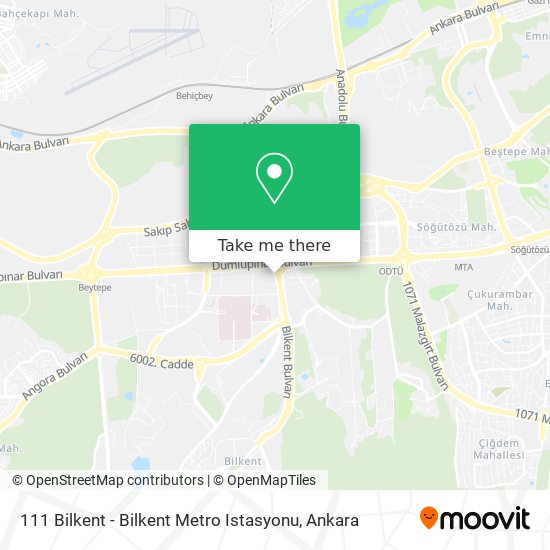 111 Bilkent - Bilkent Metro Istasyonu map