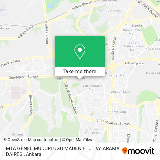 MTA GENEL MÜDÜRLÜĞÜ MADEN ETÜT Ve ARAMA DAİRESİ map