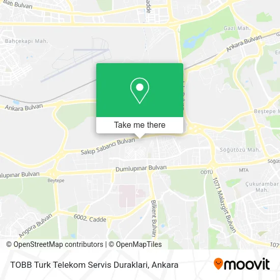 TOBB Turk Telekom Servis Duraklari map
