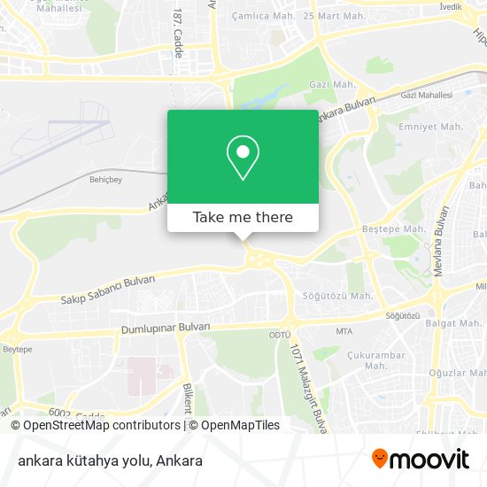 ankara kütahya yolu map