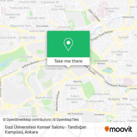 Gazi Üniversitesi Konser Salonu - Tandoğan Kampüsü map
