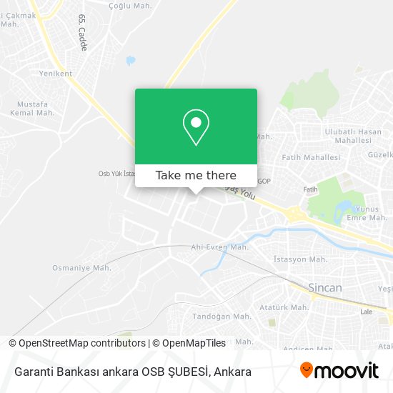 Garanti Bankası ankara OSB ŞUBESİ map