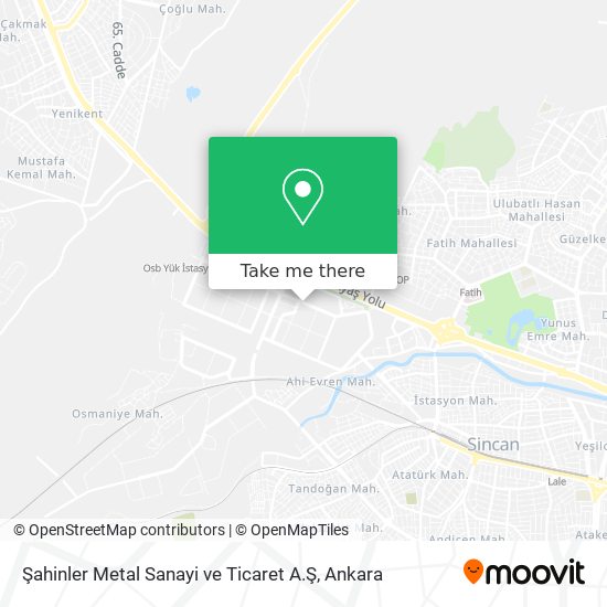 Şahinler Metal Sanayi ve Ticaret A.Ş map