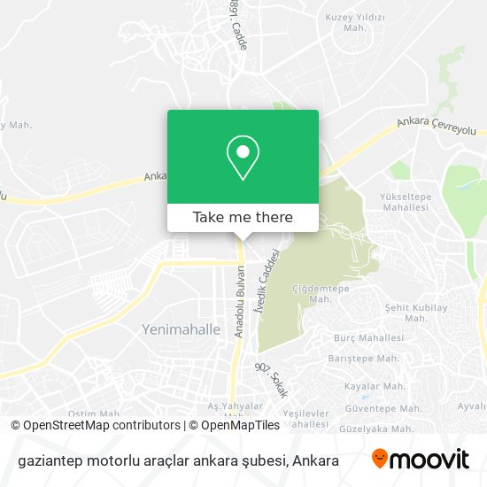 gaziantep motorlu araçlar ankara şubesi map