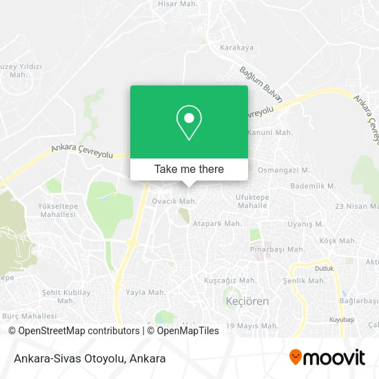 Ankara-Sivas Otoyolu map