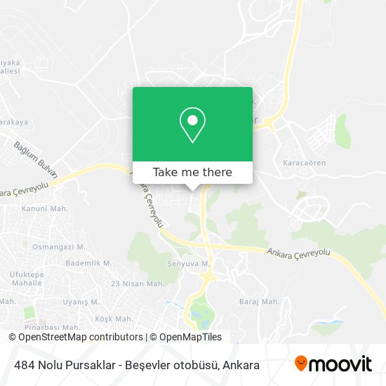 484 Nolu Pursaklar - Beşevler otobüsü map