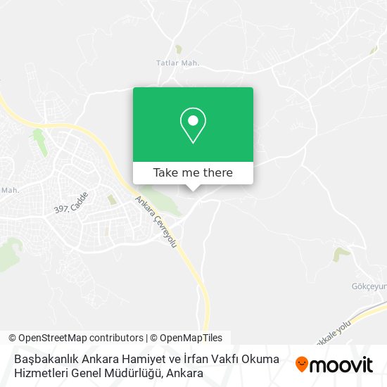 Başbakanlık Ankara Hamiyet ve İrfan Vakfı Okuma Hizmetleri Genel Müdürlüğü map