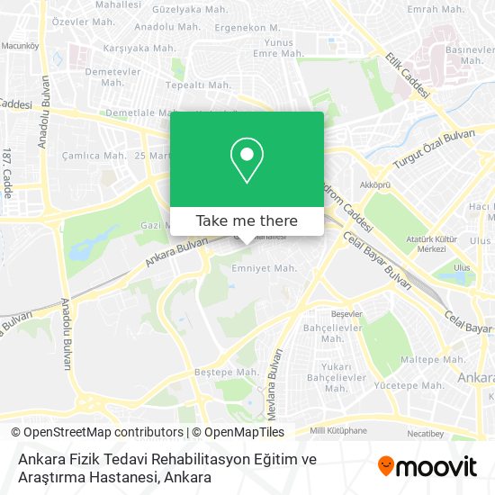 Ankara Fizik Tedavi Rehabilitasyon Eğitim ve Araştırma Hastanesi map