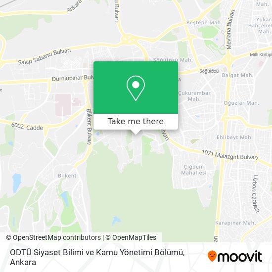 ODTÜ Siyaset Bilimi ve Kamu Yönetimi Bölümü map