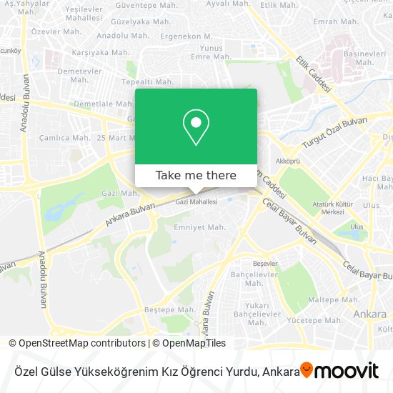 Özel Gülse Yükseköğrenim Kız Öğrenci Yurdu map