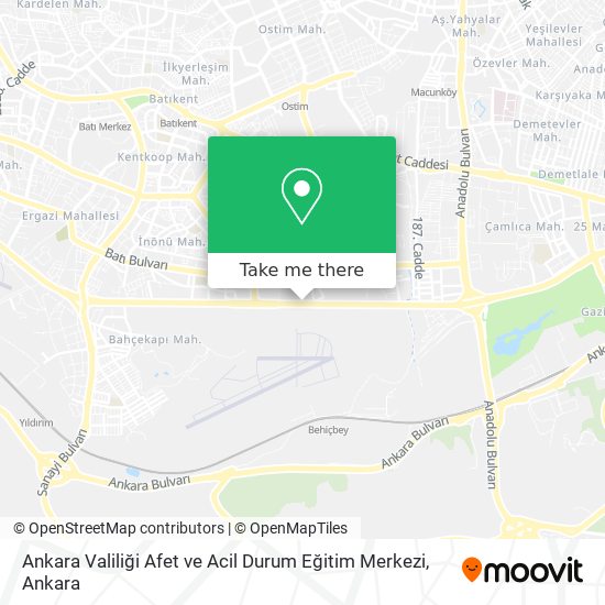 Ankara Valiliği Afet ve Acil Durum Eğitim Merkezi map