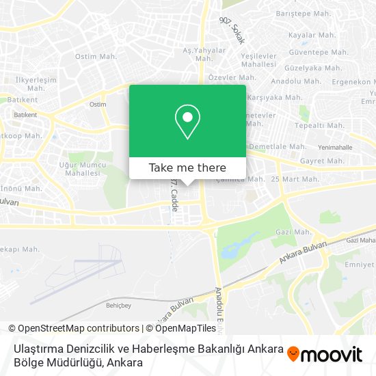 Ulaştırma Denizcilik ve Haberleşme Bakanlığı Ankara Bölge Müdürlüğü map