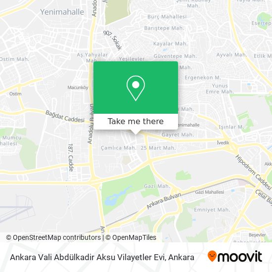 Ankara Vali Abdülkadir Aksu Vilayetler Evi map