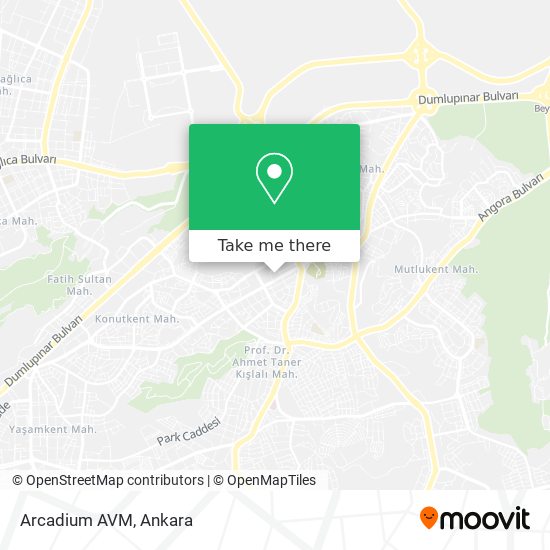 how to get to arcadium avm in ankara by bus or subway