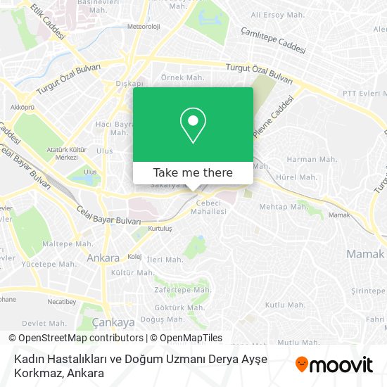 Kadın Hastalıkları ve Doğum Uzmanı Derya Ayşe Korkmaz map