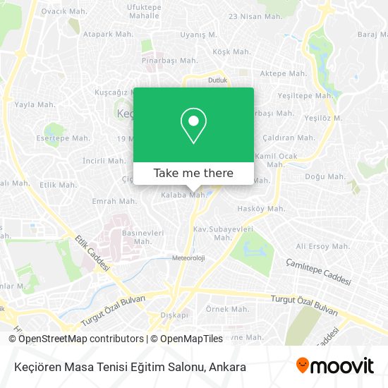 Keçiören Masa Tenisi Eğitim Salonu map