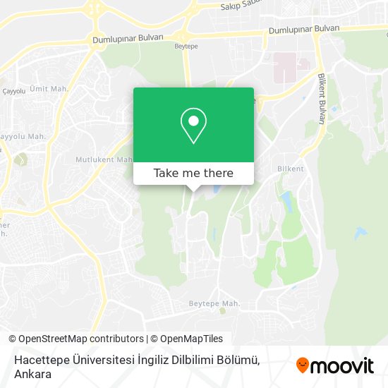 Hacettepe Üniversitesi İngiliz Dilbilimi Bölümü map