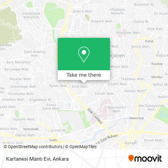 how to get to kartanesi manti evi in ankara by bus or subway