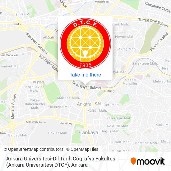 Ankara Üniversitesi-Dil Tarih Coğrafya Fakültesi (Ankara Üniversitesi DTCF) map