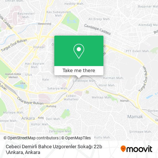 Cebeci Demirli Bahce Uzgorenler Sokağı 22b \Ankara map