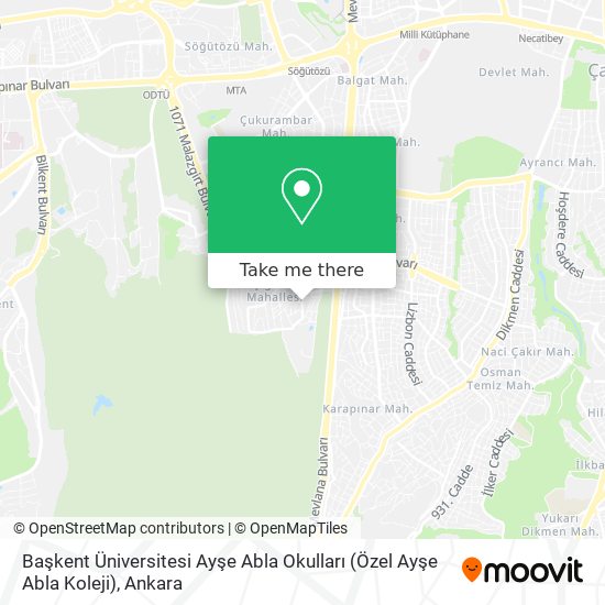 Başkent Üniversitesi Ayşe Abla Okulları (Özel Ayşe Abla Koleji) map