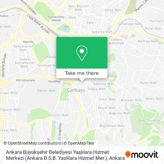 Ankara Büyükşehir Belediyesi Yaşlılara Hizmet Merkezi (Ankara B.S.B. Yaslilara Hizmet Mer.) map