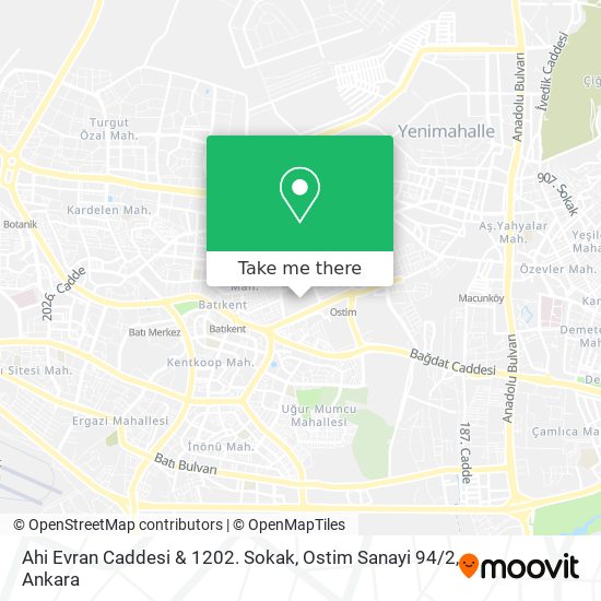 Ahi Evran Caddesi & 1202. Sokak, Ostim Sanayi 94 / 2 map