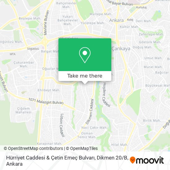 Hürriyet Caddesi & Çetin Emeç Bulvarı, Dikmen 20 / B map