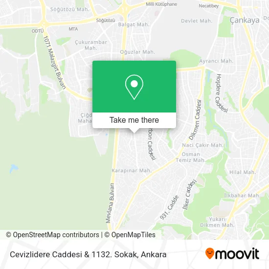 Cevizlidere Caddesi & 1132. Sokak map