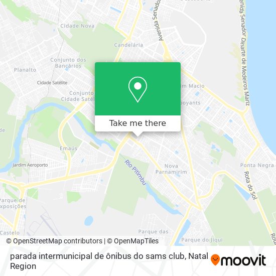 parada intermunicipal de ônibus do sams club map