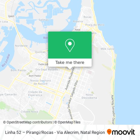 Linha 52 – Pirangi / Rocas - Via Alecrim map