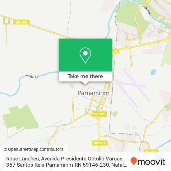 Mapa Rose Lanches, Avenida Presidente Getúlio Vargas, 357 Santos Reis Parnamirim-RN 59146-230