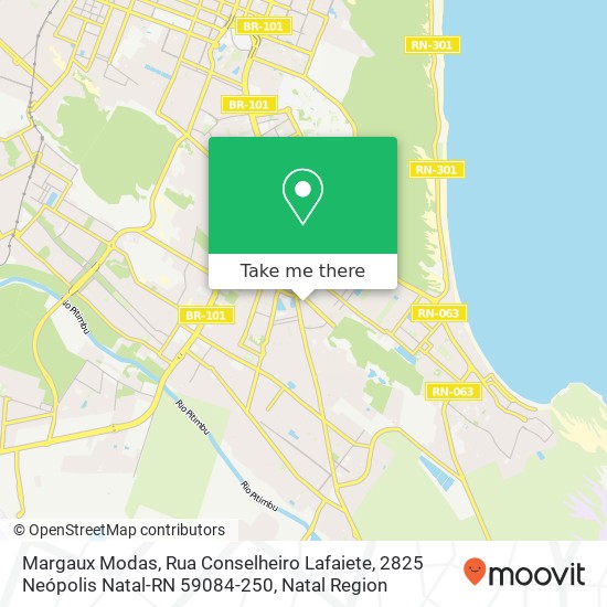 Mapa Margaux Modas, Rua Conselheiro Lafaiete, 2825 Neópolis Natal-RN 59084-250