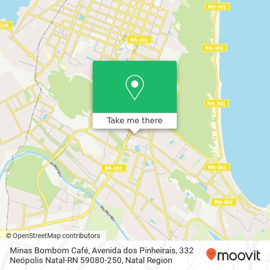 Mapa Minas Bombom Café, Avenida dos Pinheirais, 332 Neópolis Natal-RN 59080-250