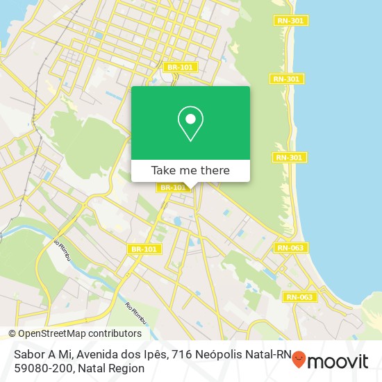 Mapa Sabor A Mi, Avenida dos Ipês, 716 Neópolis Natal-RN 59080-200