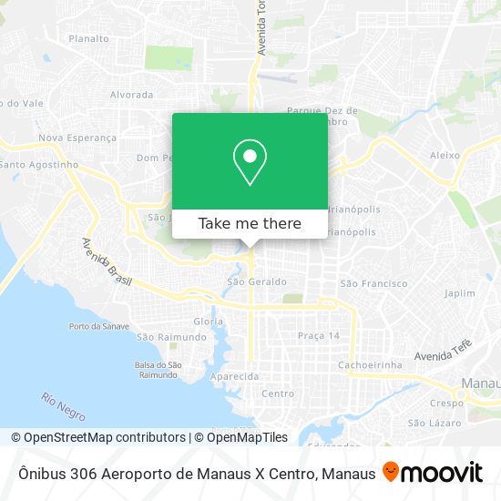 Mapa Ônibus 306 Aeroporto de Manaus X Centro