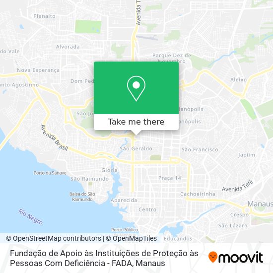 Mapa Fundação de Apoio às Instituições de Proteção às Pessoas Com Deficiência - FADA