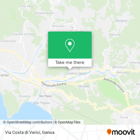Via Costa di Verici map