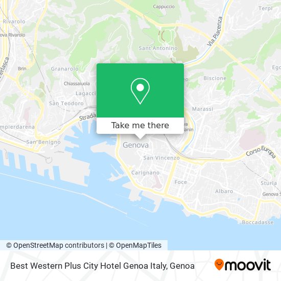 Best Western Plus City Hotel Genoa Italy map