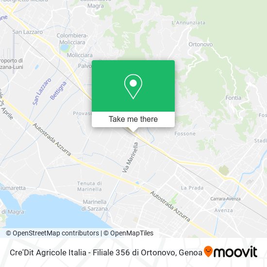 Cre'Dit Agricole Italia - Filiale 356 di Ortonovo map