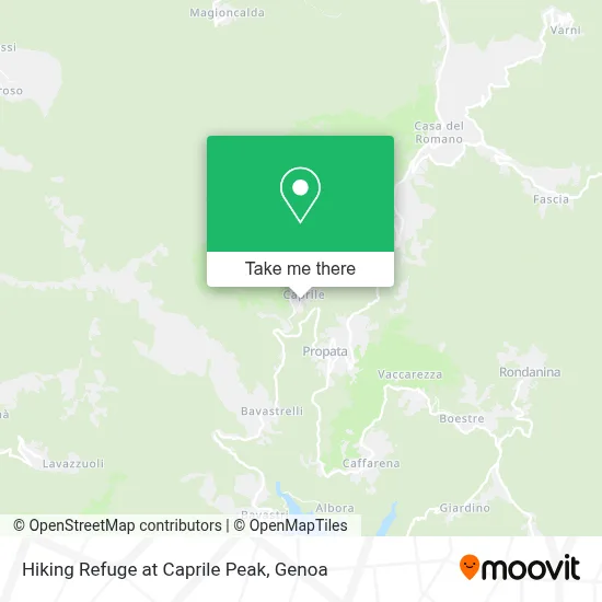 Hiking Refuge at Caprile Peak map