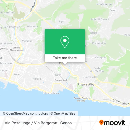 Via Posalunga / Via Borgoratti map