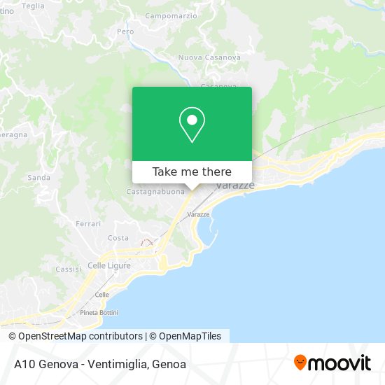 A10 Genova - Ventimiglia map