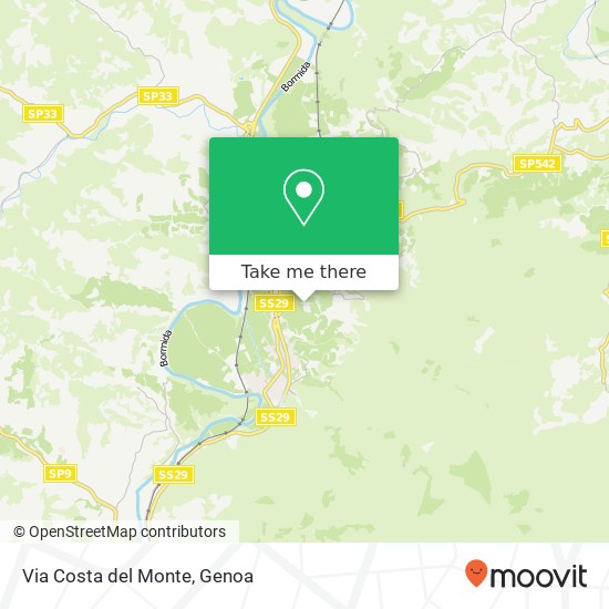 Via Costa del Monte map