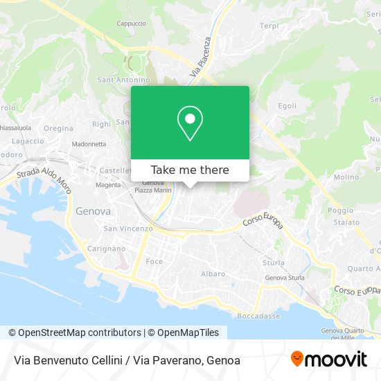 Via Benvenuto Cellini / Via Paverano map