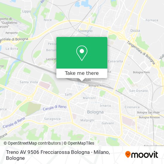 Treno AV 9506 Frecciarossa Bologna - Milano map