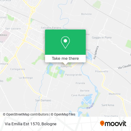 Via Emilia Est 1570 map