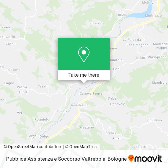 Pubblica Assistenza e Soccorso Valtrebbia map